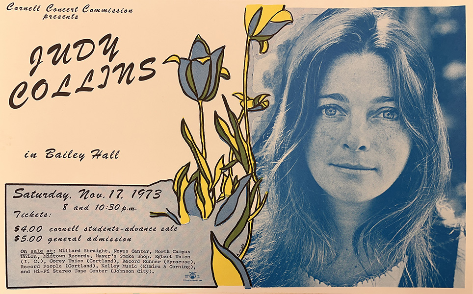 1973-11-17 Judy Collins concert poster found in Cornell's rare and manuscript collection, Kroch Library at Cornell